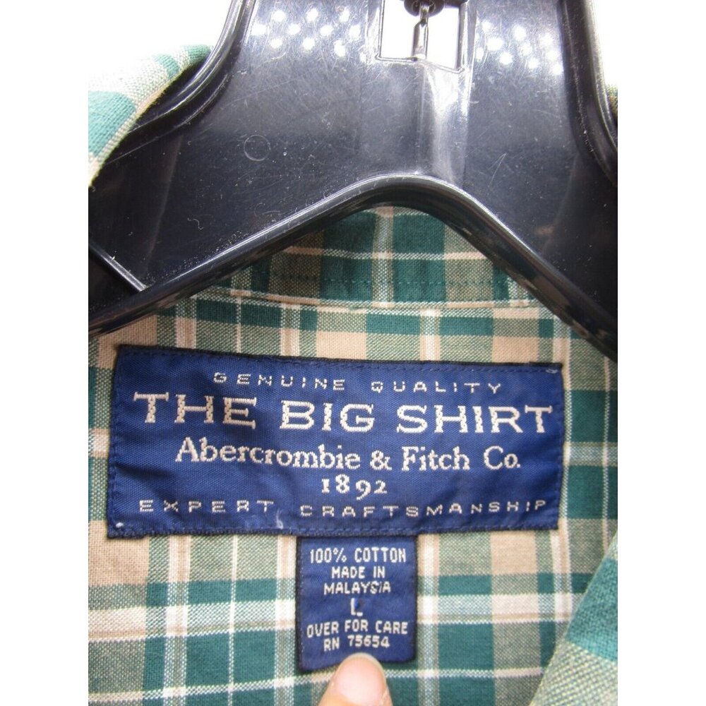 VINTAGE Abercrombie & Fitch Shirt Large Button Up Big Shirt Plaid 90s - Picture 9 of 10